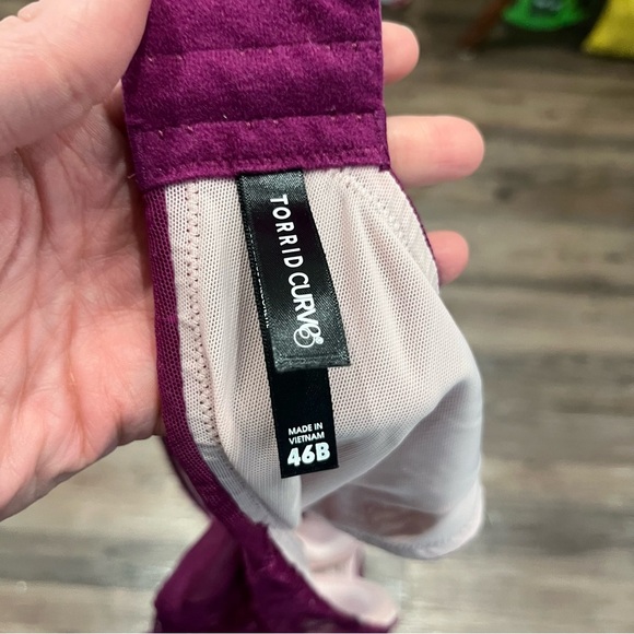 Torrid Bra Women's 46B Full Coverage Balconette Lightly Lined Purple Lace - Picture 6 of 8